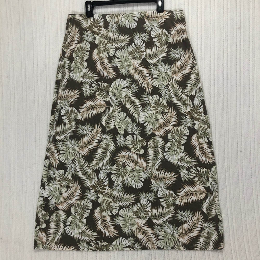 J. Jill Maxi Skirt‎ Tropical Palm Leaf Print Casual Comfy Women's Size Large